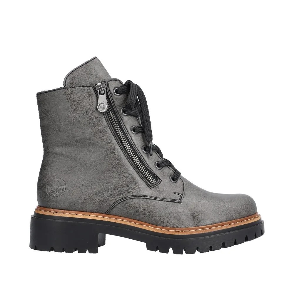 Rieker® Women's 8.5 M (EU 40) 72611 Lined, Lace-Up Ankle Boot in Smoke - $140
